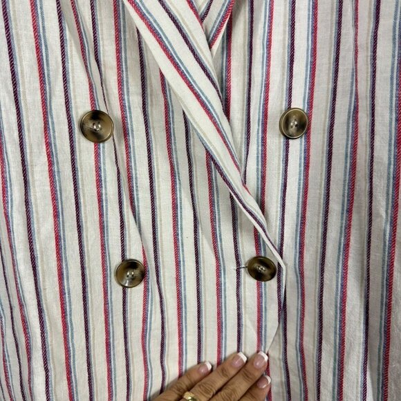 Anthropologie Dolan Left Coast Anna Double Breasted Linen Striped Blazer Medium - Picture 5 of 12